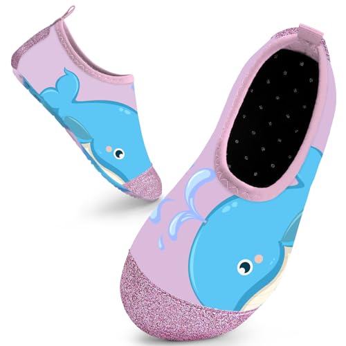 Badeschuhe Kinder Schwimmschuhe Wasserschuhe Schnell Trocknend Strandschuhe Aquaschuhe für Mädchen Baby Beach Pool(Rosa Whale,16/17 EU) von Mabove