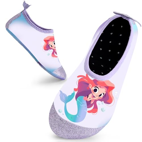 Badeschuhe Kinder Schwimmschuhe Wasserschuhe Schnell Trocknend Strandschuhe Aquaschuhe für Mädchen Baby Beach Pool(Violett,16/17 EU) von Mabove