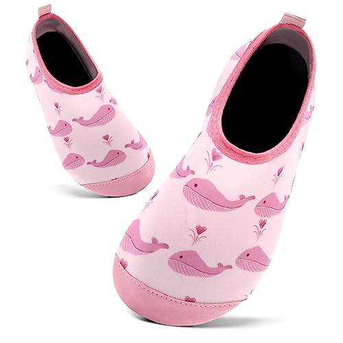 Badeschuhe Kinder Schwimmschuhe Wasserschuhe Schnell Trocknend Strandschuhe Aquaschuhe für Mädchen Baby Beach Pool(Wal Pink,12/12.5 UK Child,30/31 EU) von Mabove