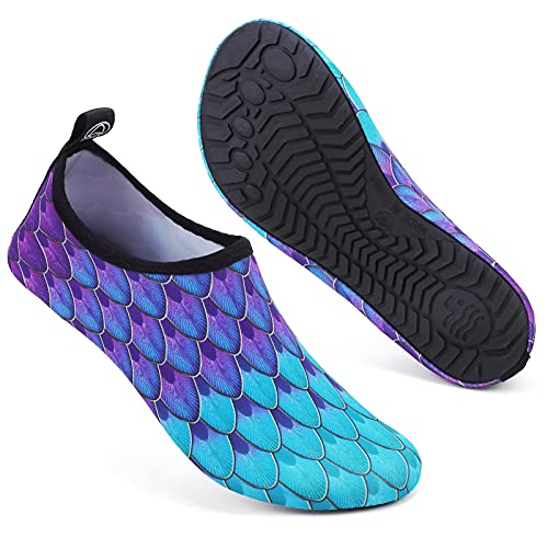 Mabove Badeschuhe Wasserschuhe Schwimmschuhe Damen Strandschuhe Aquaschuhe Barfussschuhe Neopren Surfschuhe(Lila Meerjungfrau,40/41 EU) von Mabove