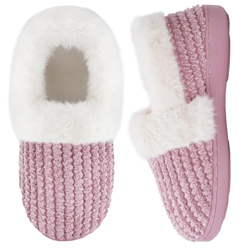 Hausschuhe Damen Warme Memory Foam Winter Slippers Rose Tan,39.5 von Mabove