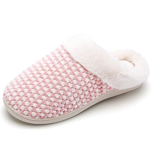 Hausschuhe Damen Winter Wärme Bequem Memory Foam Pantoffeln Indoor Home rutschfeste Kuschelig Weite Leicht Slipper(DC Rosa,42/43 EU) von Mabove