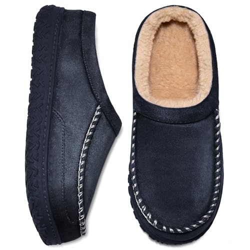 Hausschuhe Herren Memory Foam Pantoffeln Winter Mokassins Warme Slippers Blau,44/45 EU von Mabove