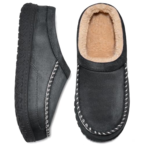 Hausschuhe Herren Memory Foam Pantoffeln Winter Mokassins Warme Slippers Grau,42/43 EU von Mabove