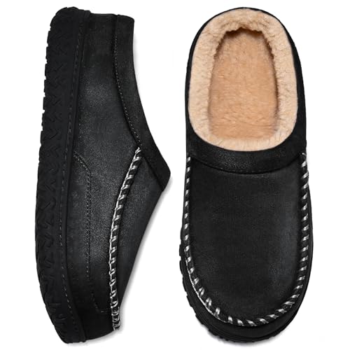 Hausschuhe Herren Memory Foam Pantoffeln Winter Mokassins Warme Slippers Schwarz,44/45 EU von Mabove