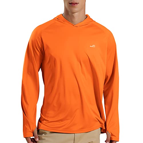 Herren UPF 50+ Langarm Sonnenshirts UV-Schutz Hoodie Rashguard Wandern Angeln Schwimmen T-Shirt, Orange/Abendrot im Zickzackmuster (Sunset Chevron), 4X-Large von Mabove