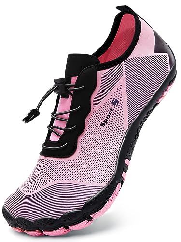 Mabove Damen Barfussschuhe Badeschuhe Strandschuhe Schwimmschuhe Wasserschuhe Aquaschuhe für Wassersport Outdoor Fitnessschuhe Trekking(Pink 1924,38 EU) von Mabove