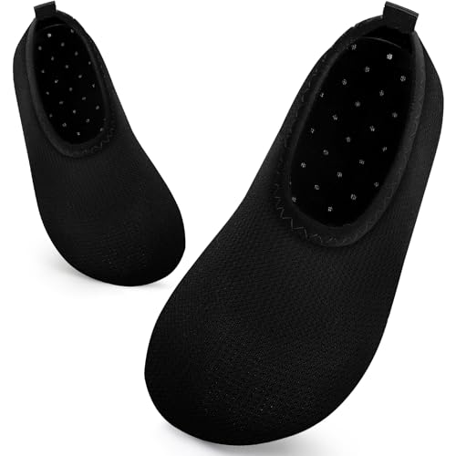 Mabove Badeschuhe Kinder Schwimmschuhe Wasserschuhe Schnell Trocknend Strandschuhe Aquaschuhe für Jungen Baby Beach Pool(817 Schwarz,16/17 EU) von Mabove
