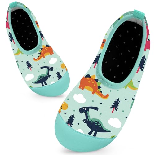 Mabove Badeschuhe Kinder Schwimmschuhe Wasserschuhe Schnell Trocknend Strandschuhe Aquaschuhe für Jungen Baby Beach Pool(Dinosaurier-Welt Grün,28/29 EU) von Mabove