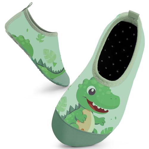 Mabove Badeschuhe Kinder Schwimmschuhe Wasserschuhe Schnell Trocknend Strandschuhe Aquaschuhe für Jungen Baby Beach Pool(Grün Dinosaurs,20/21 EU) von Mabove