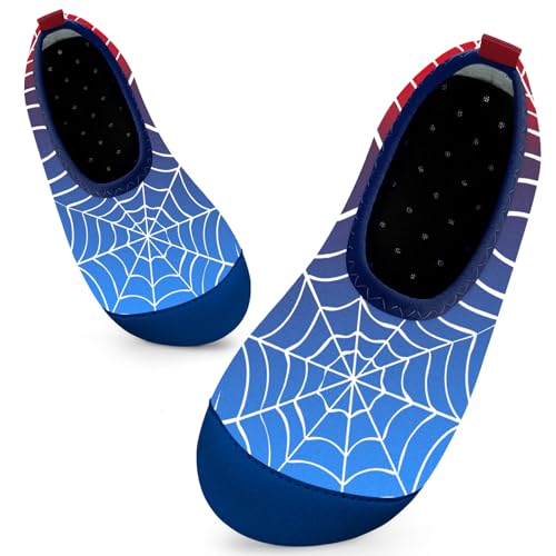 Mabove Badeschuhe Kinder Schwimmschuhe Wasserschuhe Schnell Trocknend Strandschuhe Aquaschuhe für Jungen Baby Beach Pool(Spinnennetz Rot Blau,28/29 EU) von Mabove