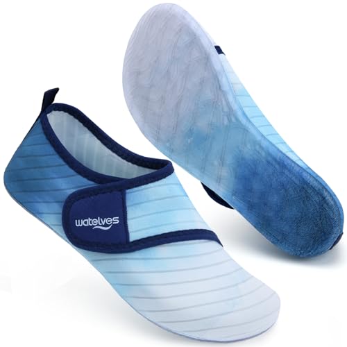 Mabove Badeschuhe Wasserschuhe Schwimmschuhe Damen Herren Strandschuhe Aquaschuhe Barfussschuhe Badesoken Surfschuhe(JianBian-Blau,40/41 von Mabove