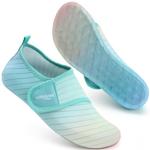 Mabove Badeschuhe Wasserschuhe Schwimmschuhe Damen Herren Strandschuhe Aquaschuhe Barfussschuhe Badesoken Surfschuhe(JianBian-Grün,34/35 von Mabove