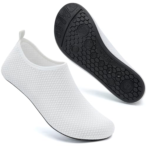 Mabove Badeschuhe Wasserschuhe Schwimmschuhe Damen Herren Strandschuhe Aquaschuhe Barfussschuhe Badesoken Surfschuhe(Weiß174,34/35) von Mabove
