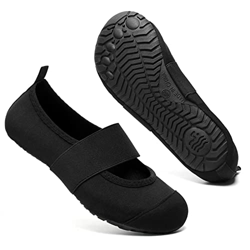 Mabove Hausschuhe Damen Pantoffeln Hüttenschuhe Leicht Ballerinas Bequeme Home Indoor(Schwarz JC,40/41 EU) von Mabove