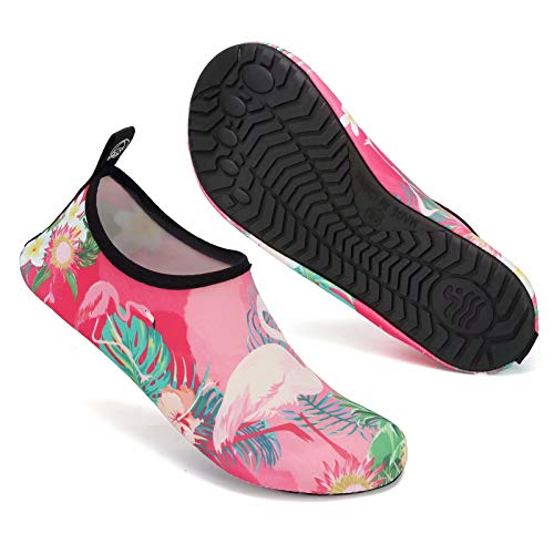 Mabove Badeschuhe Wasserschuhe Schwimmschuhe Damen Strandschuhe Aquaschuhe Barfussschuhe Neopren Surfschuhe(Pink Flamingo,36/37 EU) von Mabove