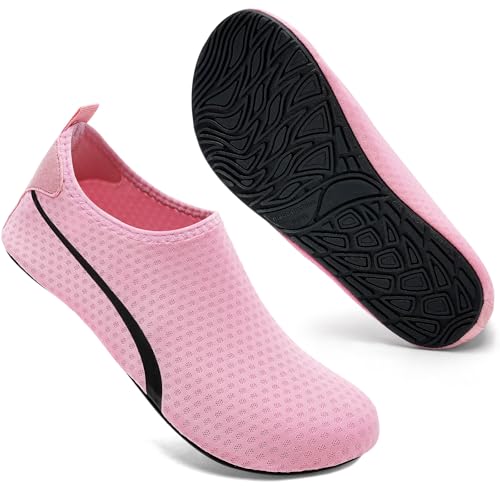 Mabove Badeschuhe Wasserschuhe Schwimmschuhe Herren Damen Strandschuhe Aquaschuhe Barfussschuhe Neopren Surfschuhe(LZ-Rosa,42/43 EU) von Mabove