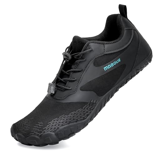 Mabove Barfußschuhe Damen Herren Traillaufschuhe Minimalistische Running Fitness Schuhe für Outdoor Sport Atmungsakt（Ganz schwarz 36） von Mabove