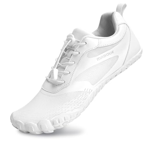 Mabove Barfußschuhe Damen Herren Traillaufschuhe Minimalistische Running Fitness Schuhe für Outdoor Sport Atmungsakt（Schneeweiß 38） von Mabove