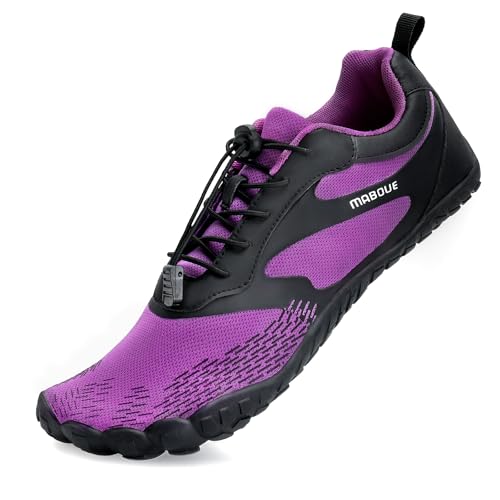 Mabove Barfußschuhe Damen Herren Traillaufschuhe Minimalistische Running Fitness Schuhe für Outdoor Sport Atmungsakt（Violett 42） von Mabove