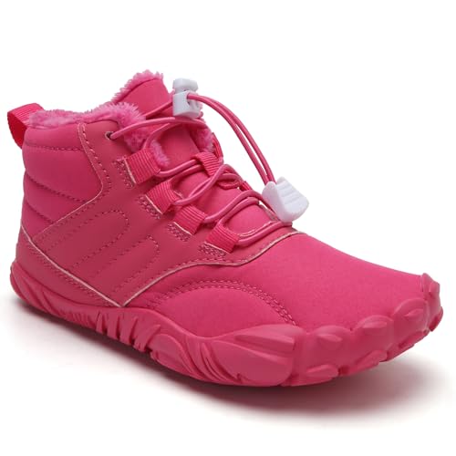 Mabove Barfußschuhe Kinder Winter Jungen Mädchen Barfussschuhe Winterschuhe Warm Gefüttert Winterstiefel Leicht rutschfest（Rose 35） von Mabove