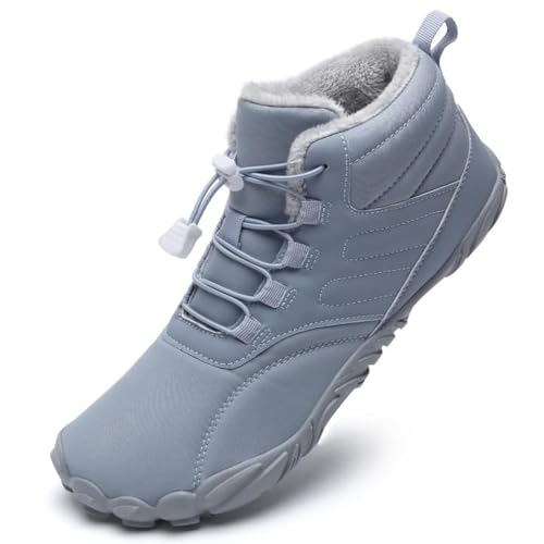 Mabove Barfußschuhe Winterstiefel Damen Traillaufschuhe Warm Gefüttert Winterschuhe Schneestiefel Boot(Blau,41 EU) von Mabove