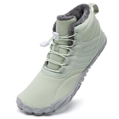 Mabove Barfußschuhe Winterstiefel Damen Traillaufschuhe Warm Gefüttert Winterschuhe Schneestiefel Boot(Türkis,38 EU) von Mabove