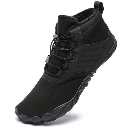 Mabove Barfußschuhe Winterstiefel Herren Damen Traillaufschuhe Warm Gefüttert Winterschuhe Schneestiefel (Schwarz,46 EU) von Mabove