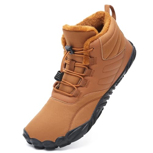 Mabove Barfußschuhe Winterstiefel Herren Damen Wasserdicht Traillaufschuhe Warm Gefüttert Winterschuhe Schneestiefel (Braun,41 EU) von Mabove
