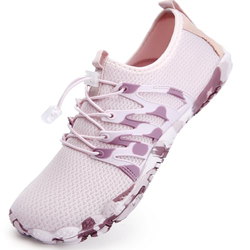 Mabove Damen Barfussschuhe Strandschuhe Badeschuhe Barfuß Schuhe Schwimmschuhe Wasserschuhe Aquaschuhe Surfschuhe für Wassersport Outdoor(Camouflage pink,37 EU) von Mabove