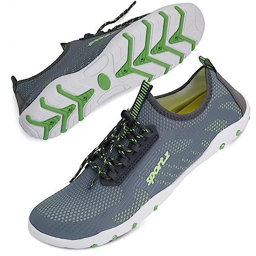 Mabove Strandschuhe Wasserschuhe Herren Schnell Trocknen Surfschuhe Schwimmschuhe Aquaschuhe Badeschuhe Barfussschuhe(Grau Grün V002,42 EU) von Mabove