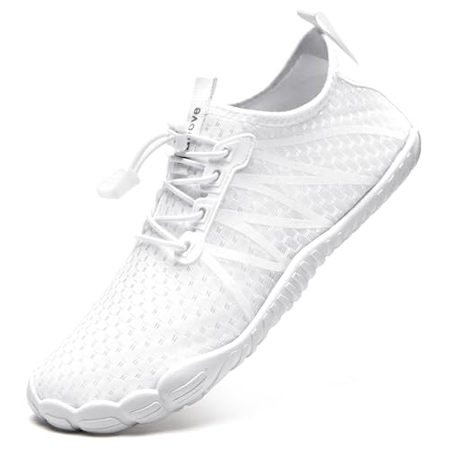Mabove Wasserschuhe Damen Herren Badeschuhe Strandschuhe Barfussschuhe Barfuß Schuhe Schwimmschuhe Aquaschuhe Surfschuhe für Wassersport(Weiß,39 EU) von Mabove