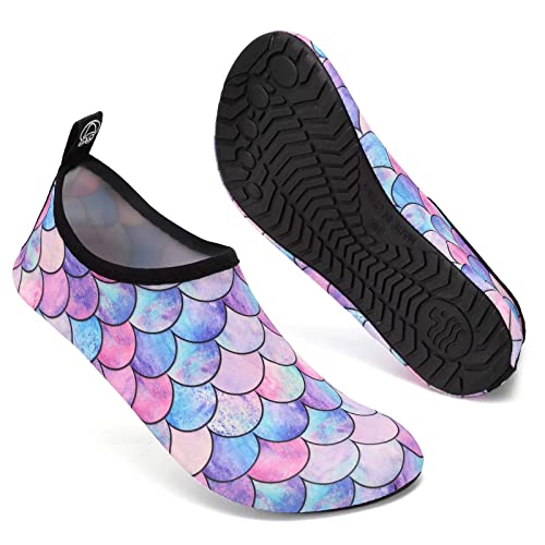 Mabove Badeschuhe Wasserschuhe Schwimmschuhe Damen Strandschuhe Aquaschuhe Barfussschuhe Neopren Surfschuhe(Violett Meerjungfrau,40/41 EU) von Mabove