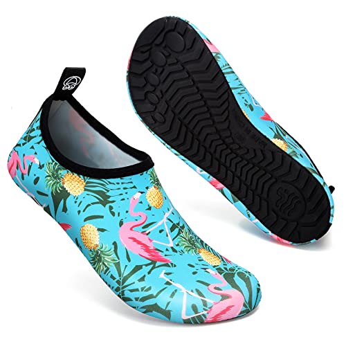 Mabove Badeschuhe Wasserschuhe Schwimmschuhe Damen Strandschuhe Aquaschuhe Barfussschuhe Neopren Surfschuhe(Flamingo Blau,40/41 EU) von Mabove