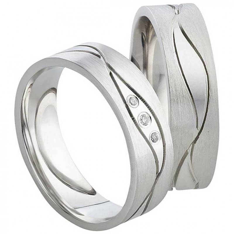 Auffallend schöne Silberringe mit 3 Zirkonias SR090-SR091 von Mabro Steel
