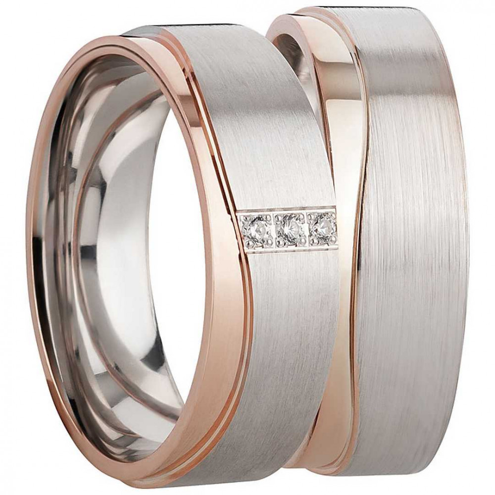 Edle bicolor Ringe aus 925er Sterling Silber SR986-SR987 von Mabro Steel