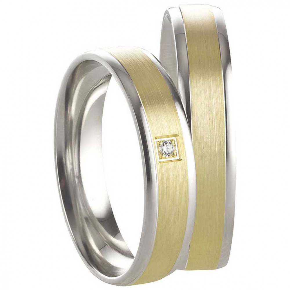 Rhodinierte bicolor Partnerringe in 925er Silber SR566-SR567 Rhodinierte bicolor Partnerringe in 925er Silber SR566-SR567 von Mabro Steel