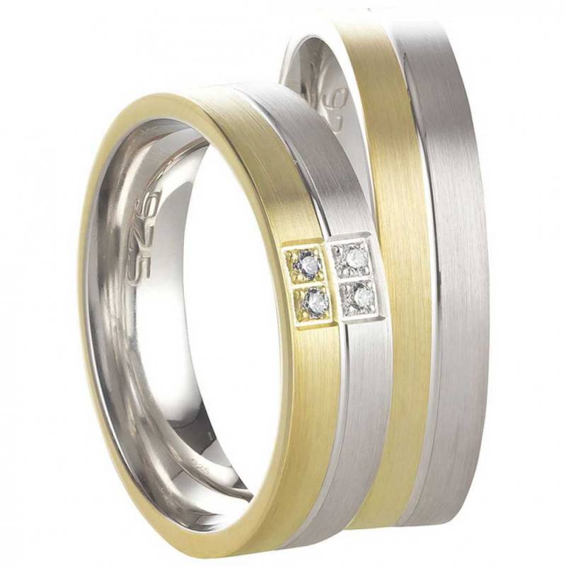 Wunderschöne Silberringe in bicolor SR562-SR563 von Mabro Steel
