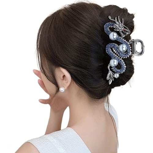 Coole dominierende Drachen-Haarspange, funkelnde Strasssteine, festliche Haarklammer 2024, Neujahrsklammer, cooler Drache, kleine Haarspangen für Damen, dünnes Haar von Mabta