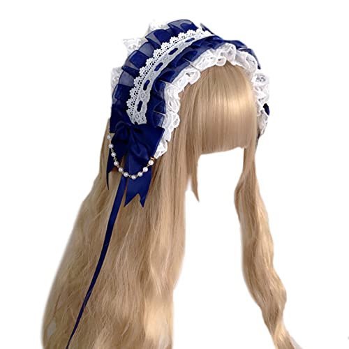 Elegantes plissiertes Spitzen-Stirnband, Schleifen-Dekor, Haarreif, niedlicher Live-Broadcast-Haarhalter, Cosplay-Kopfbedeckung für Mädchen, niedliche Stirnbänder für Frauen, zum Waschen des Gesichts, von Mabta
