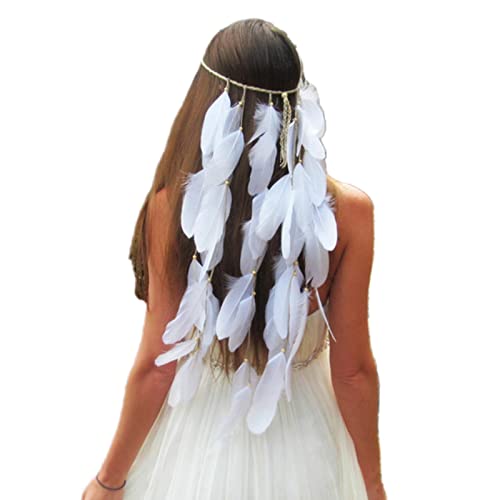 Feder-Stirnband, Braut-Kopfschmuck für Damen, Hochzeit, Verlobung, Kopfschmuck mit langen Quasten, Foto-Requisiten, Braut-Kopfschmuck von Mabta