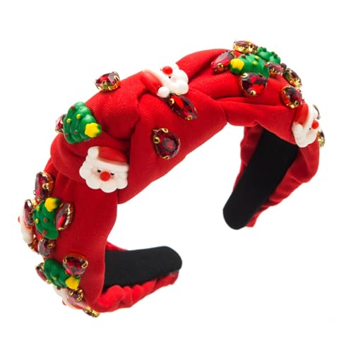 Glitzerndes Weihnachts-Stirnband für Damen, breite Krempe, Stirnbänder mit Weihnachtsmann/Baum, verziert für Mädchen, zum Waschen des Gesichts, Sport, Gesichtswaschen, Stirnbänder für Damen, großes von Mabta