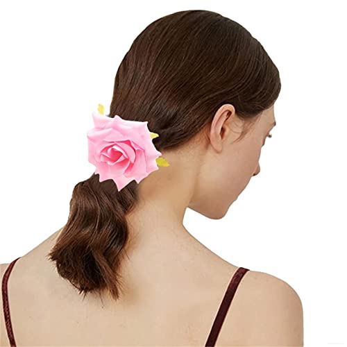 Haargummis mit Rosenblüten für Damen, Pferdeschwanz-Halter, Blumen-Haargummi, Haargummi, elastisches Band, Blumen-Haargummi von Mabta
