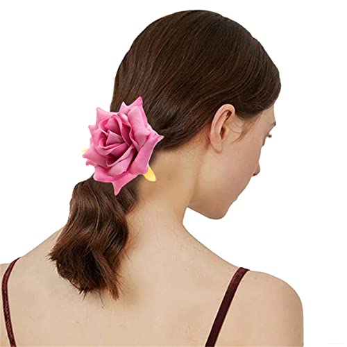 Haargummis mit Rosenblüten für Damen, Pferdeschwanz-Halter, Blumen-Haargummi, Haargummi, elastisches Band, Blumen-Haargummi von Mabta