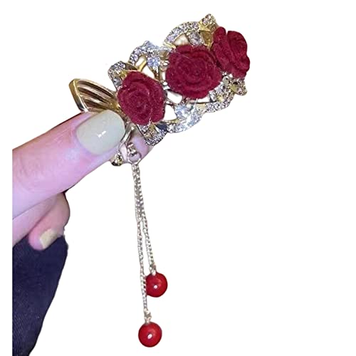 Haarspange mit Rosenmotiv, für Damen, elegante Hochzeitsparty-Haarklammer, Haarklammer für Damen, dünnes Haar, Haarklammer, für Damen, Metall von Mabta