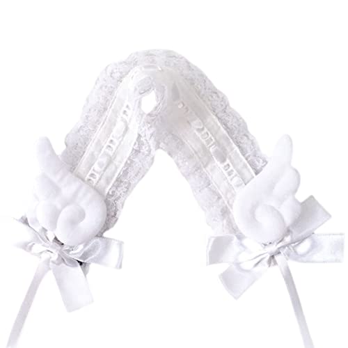 Handgefertigtes Haar-Accessoire, Stirnband, Gothic-Lolitas, Cosplay, Dienstmädchen, Spitzen-Haarbänder, niedliche Flügel und Schleifen, Dekorationen für Frauen, Lolitas, Dienstmädchen, Haarreif, von Mabta