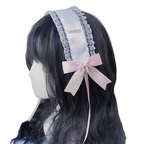 Mehrschichtiger Damen-Kopfschmuck aus Netzstoff mit Schleife, schöne Spitze, Blume, Stirnband, Cosplay, Krankenschwester, Haar-Accessoires von Mabta