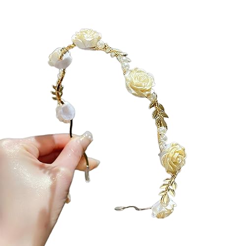 Metall-Stirnband mit glänzenden Dekoren, glitzerndes Rosen-Stirnband für Braut, glitzerndes Haarband für Hochzeit, Party, Hochzeit, Haarschmuck für Damen, zarter Hochzeits-Haarschmuck für von Mabta