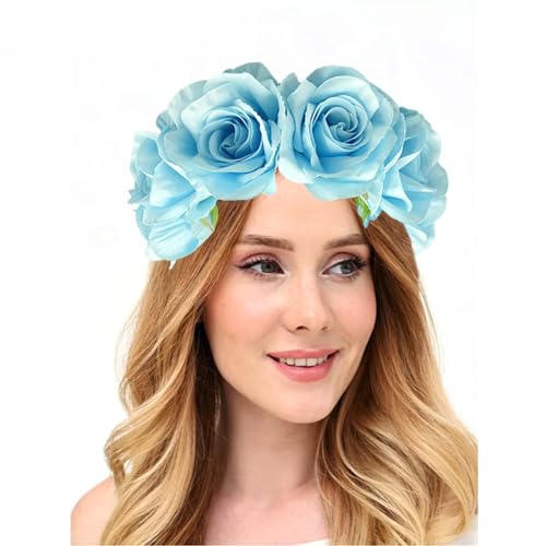 Party-Stirnband für Braut, Stoff-Rosen-Blumen-Haarband für Erwachsene und Frauen, eleganter Kopfschmuck, Festival, Strand, Kopfbedeckung, Haardekorationen von Mabta