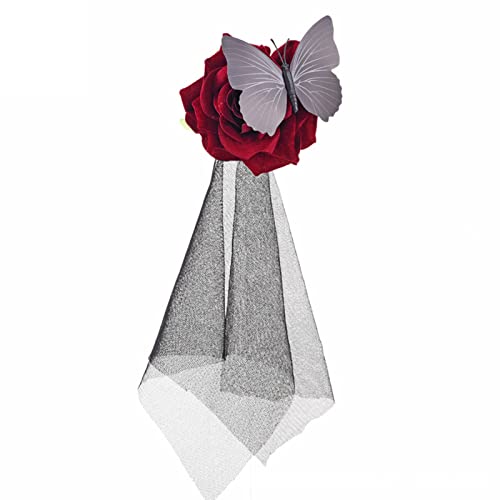 Rose Haarspange Große Blume Haarnadel Floral Brosche Pin Gothic Kopfschmuck Haarschmuck für Frauen Rose Brosche Pin Haarspange für Frauen Mode Groß für Cotume Kleid Gothic Haar Abschlussball von Mabta